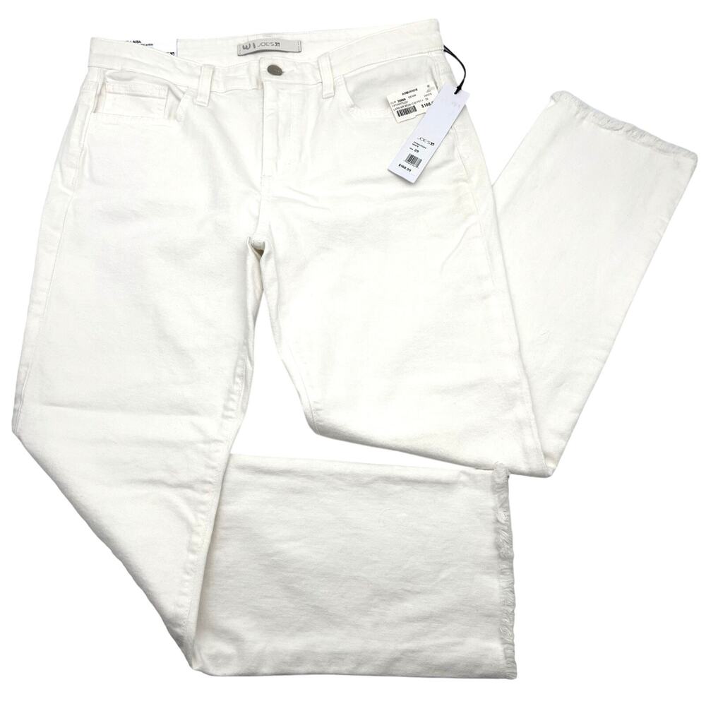 NEW Joe's Jeans Lara White Cigarette Mid Rise Cut-off Ankle Jeans 29 31x28" $168